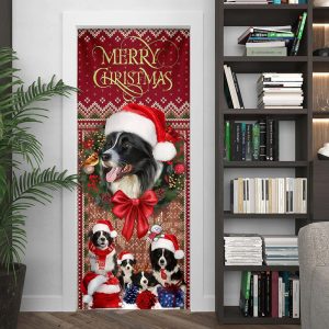 Border Collie With Christmas Begins Door Cover Front Door Christmas Cover Christmas Outdoor Decoration Gifts For Dog Lovers 4