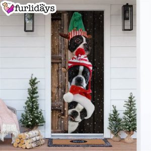 Boston Terrier Christmas Door Cover Xmas Gifts For Pet Lovers Christmas Gift For Friends