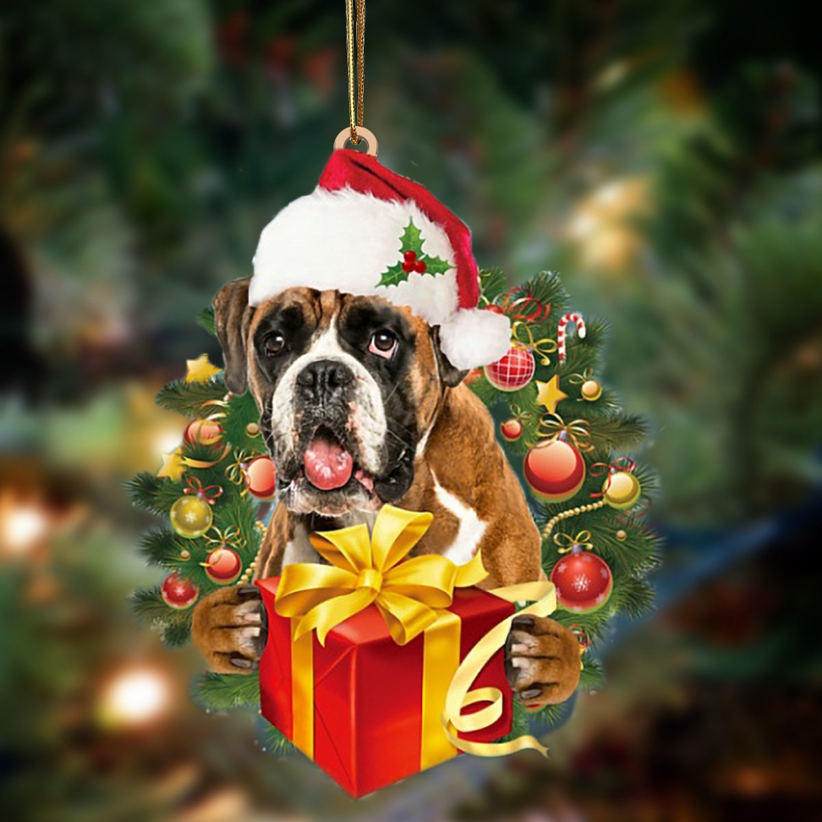 Boxer Give Gifts Hanging Ornament - Flat Acrylic Dog Ornament – Dog Lovers Gifts For Him Or Her
