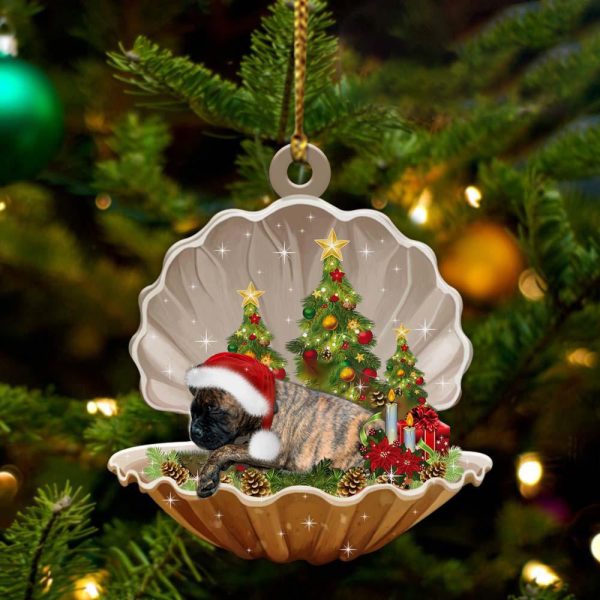 Brindle Boxer – Sleeping Pearl in Christmas Two Sided Ornament – Christmas Ornaments For Dog Lovers