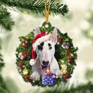 Bull Terrier And Christmas Ornament – Acrylic Dog Ornament – Gifts For Dog Lovers