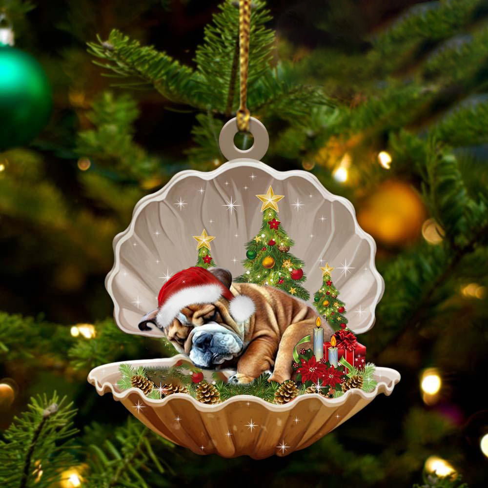 Bulldog3 - Sleeping Pearl in Christmas Two Sided Ornament - Christmas Ornaments For Dog Lovers