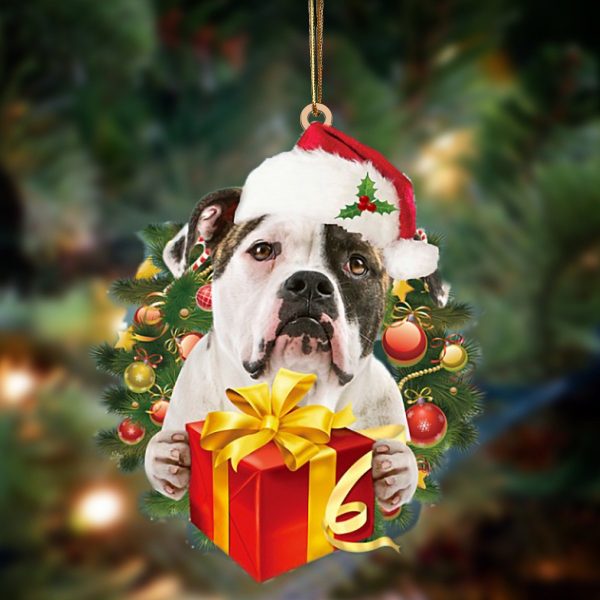 Bulldog Give Gifts Hanging Ornament – Flat Acrylic Dog Ornament – Dog Lovers Gifts For Him Or Her