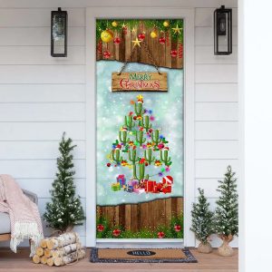 Cactus Christmas Tree Door Cover Front Door Christmas Cover Christmas Outdoor Decoration Unique Gifts Doorcover 1