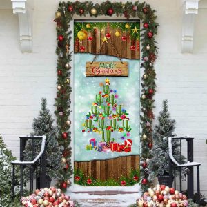 Cactus Christmas Tree Door Cover Front Door Christmas Cover Christmas Outdoor Decoration Unique Gifts Doorcover 3