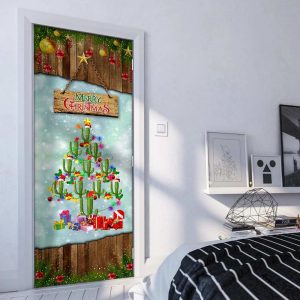 Cactus Christmas Tree Door Cover Front Door Christmas Cover Christmas Outdoor Decoration Unique Gifts Doorcover 4