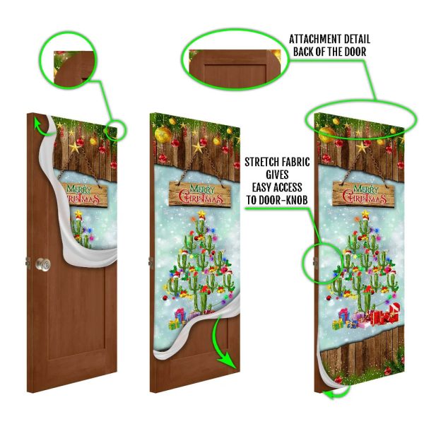 Cactus Christmas Tree Door Cover – Front Door Christmas Cover – Christmas Outdoor Decoration – Unique Gifts Doorcover