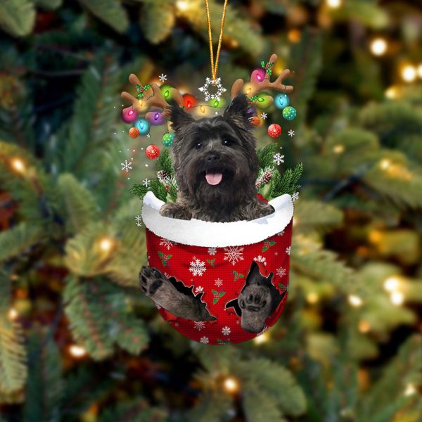 Cairn Terrier 2 In Snow Pocket Christmas Ornament – Two Sided Christmas Plastic Hanging