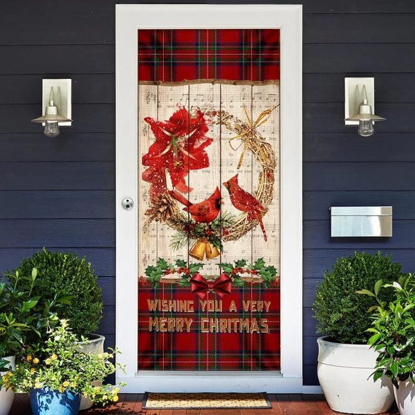 Cardinal A Very Merry Christmas Door Cover – Cardinal Christmas Decor – Christmas Door Cover Decorations