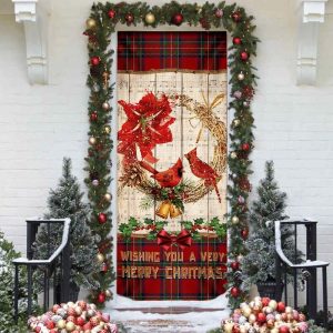 Cardinal A Very Merry Christmas Door Cover Cardinal Christmas Decor Christmas Door Cover Decorations 3