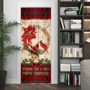 Cardinal A Very Merry Christmas Door Cover Cardinal Christmas Decor Christmas Door Cover Decorations 4