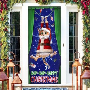 Cat Door Cover Happy Christmas Front Door Christmas Cover Christmas Outdoor Decoration 1