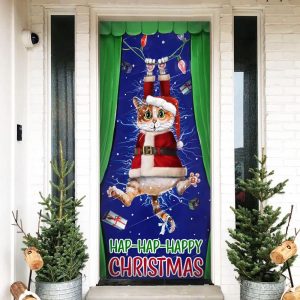 Cat Door Cover Happy Christmas Front Door Christmas Cover Christmas Outdoor Decoration 2