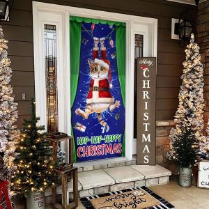 Cat Door Cover Happy Christmas Front Door Christmas Cover Christmas Outdoor Decoration 3