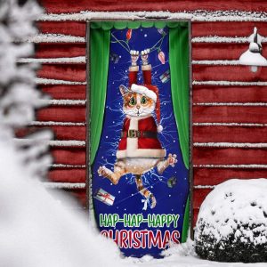 Cat Door Cover Happy Christmas Front Door Christmas Cover Christmas Outdoor Decoration 5