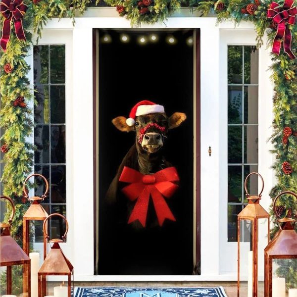 Cattle Christmas Door Cover – Front Door Christmas Cover – Christmas Outdoor Decoration – Unique Gifts Doorcover