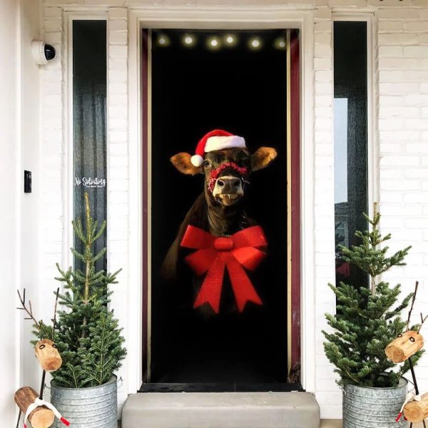 Cattle Christmas Door Cover – Front Door Christmas Cover – Christmas Outdoor Decoration – Unique Gifts Doorcover