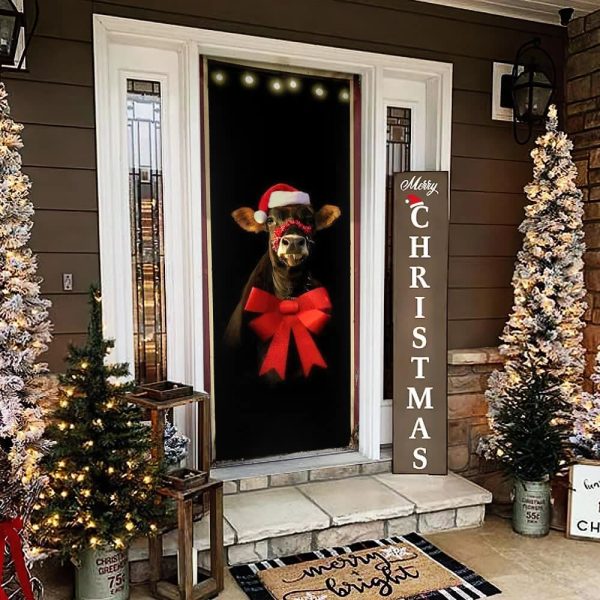 Cattle Christmas Door Cover – Front Door Christmas Cover – Christmas Outdoor Decoration – Unique Gifts Doorcover