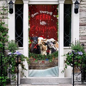 Cattle Merry Christmas Door Cover Front Door Christmas Cover Unique Gifts Doorcover 3