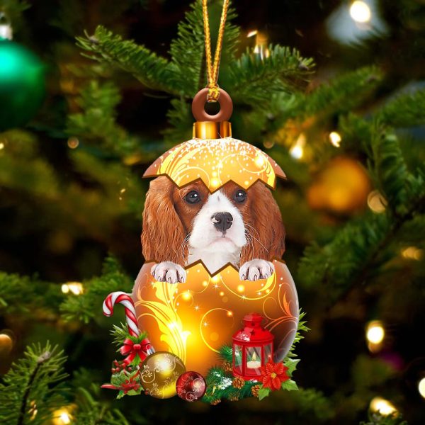 Cavalier King Charles Spaniel In Golden Egg Christmas Ornament – Car Ornament – Unique Dog Gifts For Owners