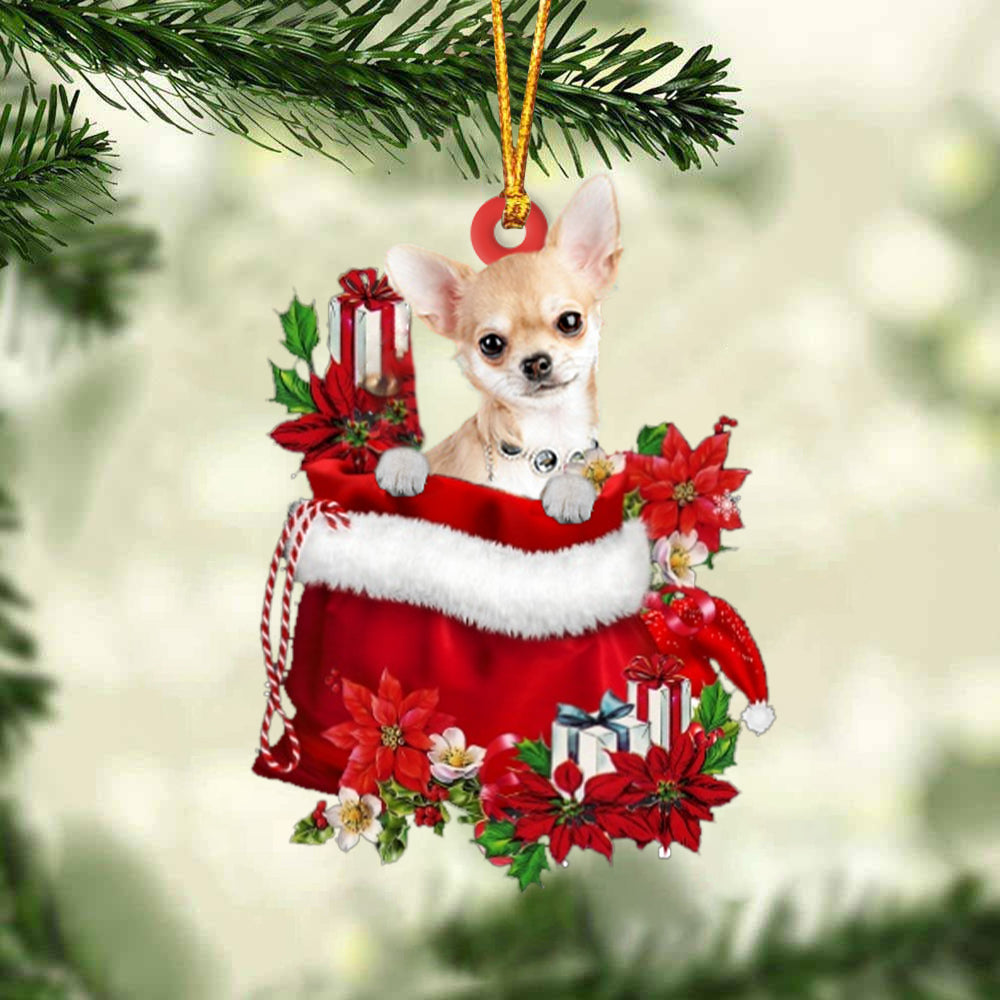 Chihuahua 2 In Gift Bag Christmas Ornament - Car Ornaments - Gift For Dog Lovers
