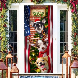 Chihuahua Door Cover Merry Woofmas Xmas Outdoor Decoration Gifts For Dog Lovers Housewarming Gifts 1