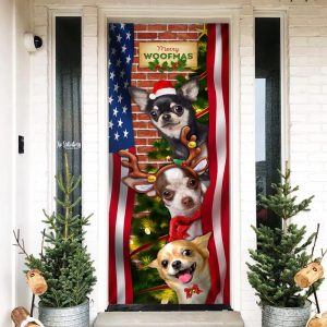 Chihuahua Door Cover Merry Woofmas Xmas Outdoor Decoration Gifts For Dog Lovers Housewarming Gifts 2