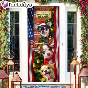 Chihuahua Door Cover Merry Woofmas Xmas Outdoor Decoration Gifts For Dog Lovers Housewarming Gifts 6