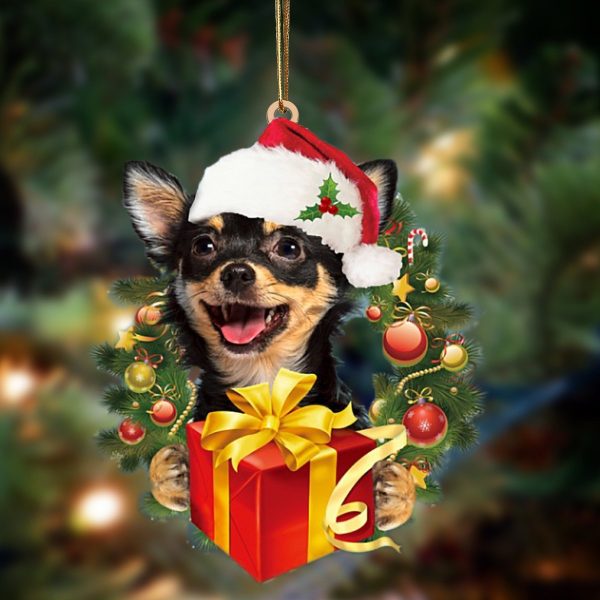 Chihuahua Give Gifts Hanging Ornament – Flat Acrylic Dog Ornament – Dog Lovers Gifts For Him Or Her