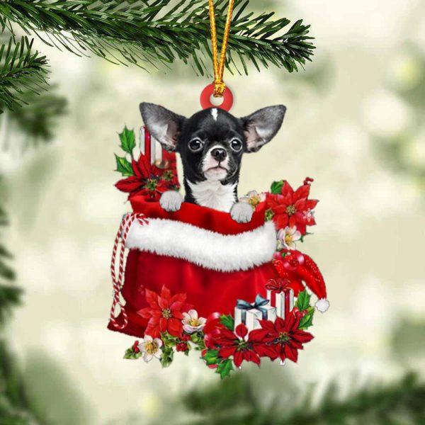 Chihuahua In Gift Bag Christmas Ornament – Car Ornaments – Gift For Dog Lovers