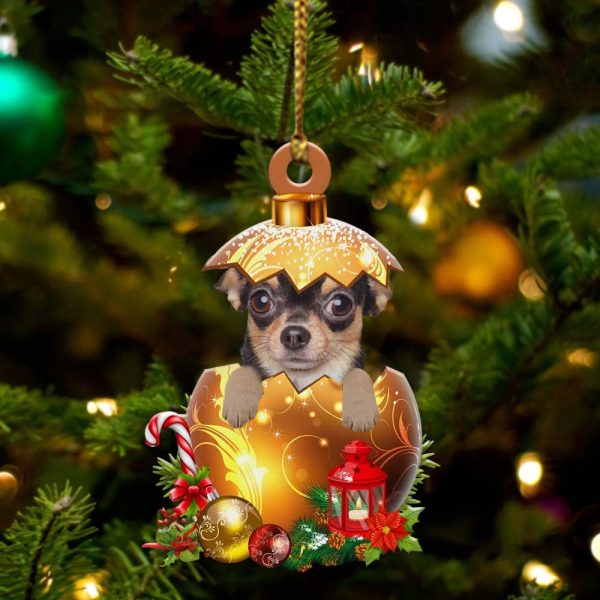 Chihuahua In Golden Egg Christmas Ornament – Car Ornament – Unique Dog Gifts For Owners