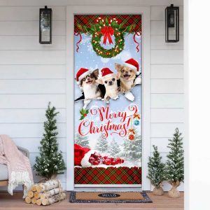 Chihuahua Merry Christmas Door Cover Front Door Christmas Cover Christmas Outdoor Decoration Gifts For Dog Lovers 1