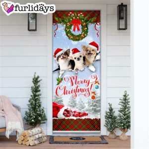 Chihuahua Merry Christmas Door Cover Front Door Christmas Cover Christmas Outdoor Decoration Gifts For Dog Lovers 6