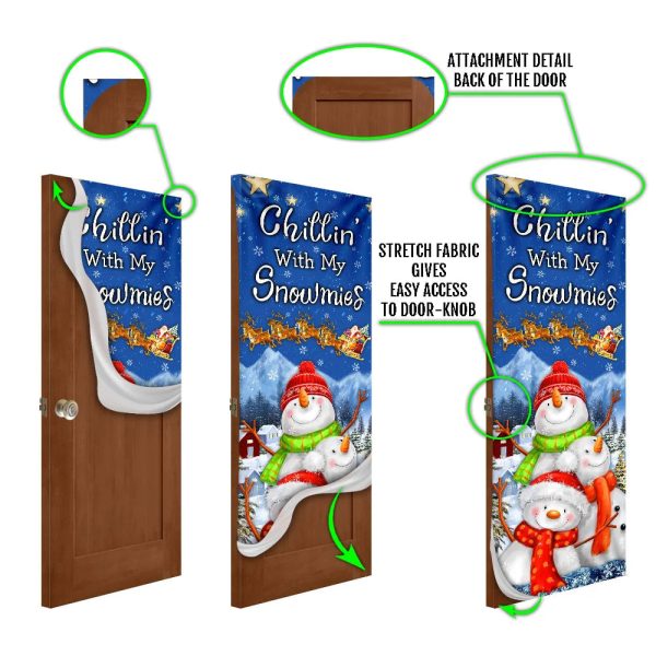 Chillin’ With My Snowmies Door Cover – Snowman Door Cover – Christmas Outdoor Decoration – Housewarming Gifts