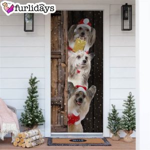 Chinese Crested Dog Christmas Door Cover Xmas Gifts For Pet Lovers Christmas Gift
