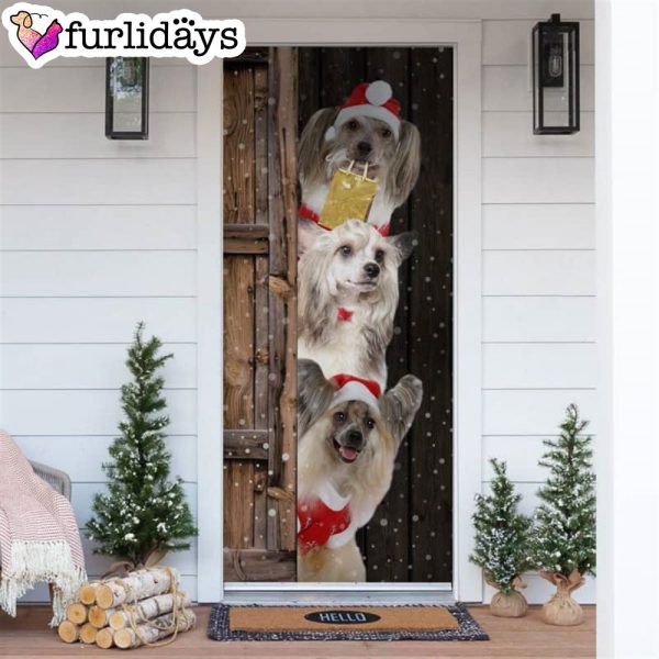 Chinese Crested Dog Christmas Door Cover – Xmas Gifts For Pet Lovers – Christmas Gift