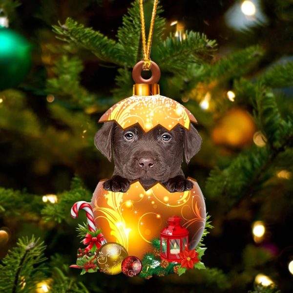 Chocolate Labrador In Golden Egg Christmas Ornament – Car Ornament – Unique Dog Gifts For Owners
