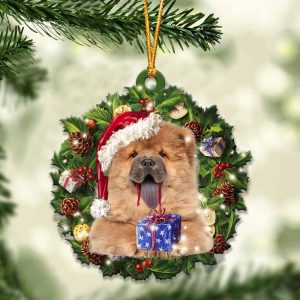 Chow Chow And Christmas Ornament – Acrylic Dog Ornament – Gifts For Dog Lovers