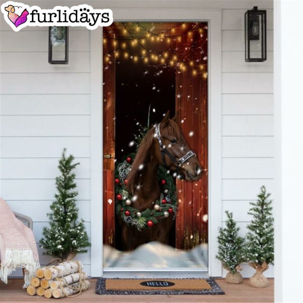 Christmas Barn Horse Door Cover – Christmas Horse Decor – Housewarming Gifts – Unique Gifts Doorcover