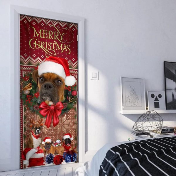 Christmas Begins With Boxer Door Cover – Front Door Christmas Cover – Christmas Outdoor Decoration – Gifts For Dog Lovers