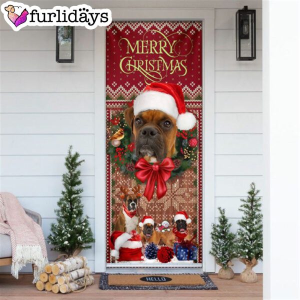 Christmas Begins With Boxer Door Cover – Front Door Christmas Cover – Christmas Outdoor Decoration – Gifts For Dog Lovers