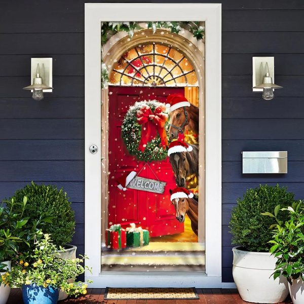 Christmas Begins With Horses Christmas Horse Decor – Christmas Outdoor Decoration – Unique Gifts Doorcover