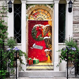 Christmas Begins With Horses Christmas Horse Decor Christmas Outdoor Decoration Unique Gifts Doorcover 3