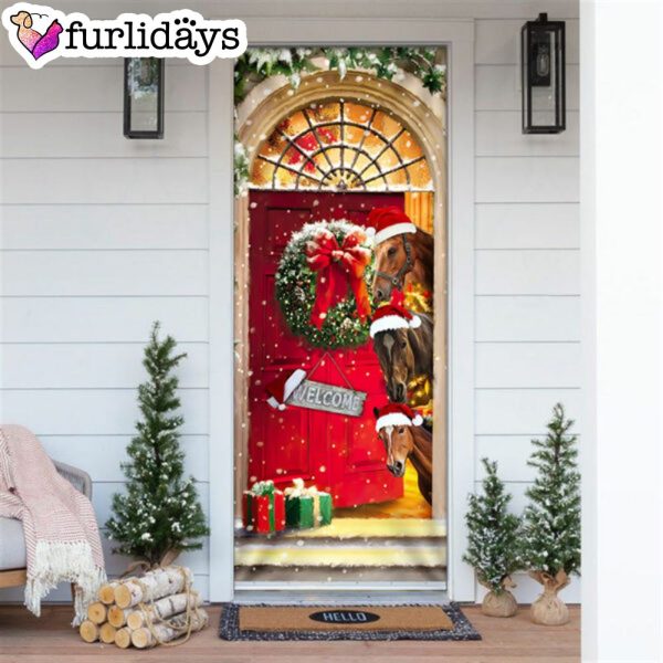 Christmas Begins With Horses Christmas Horse Decor – Christmas Outdoor Decoration – Unique Gifts Doorcover