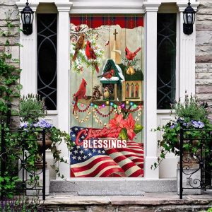 Christmas Blessings Home Door Cover Front Door Christmas Cover Christmas Outdoor Decoration 3