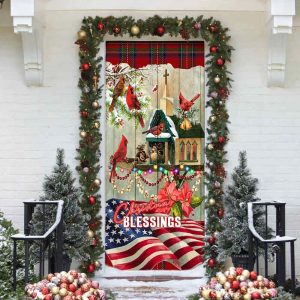 Christmas Blessings Home Door Cover Front Door Christmas Cover Christmas Outdoor Decoration 4