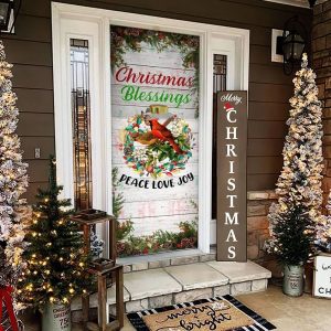 Christmas Cardinal Door Cover Christmas Blessings Love Peace Joy Cardinal Christmas Door Cover Decorations Unique Gifts Doorcover 2