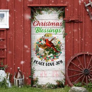 Christmas Cardinal Door Cover Christmas Blessings Love Peace Joy Cardinal Christmas Door Cover Decorations Unique Gifts Doorcover 4