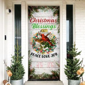 Christmas Cardinal Door Cover Christmas Blessings Love Peace Joy Cardinal Christmas Door Cover Decorations Unique Gifts Doorcover 6