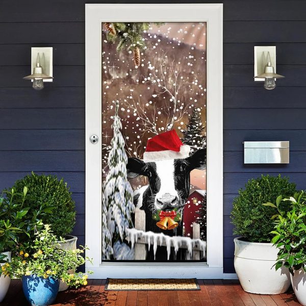 Christmas Cow Door Cover – Door Christmas Cover – Christmas Outdoor Decoration